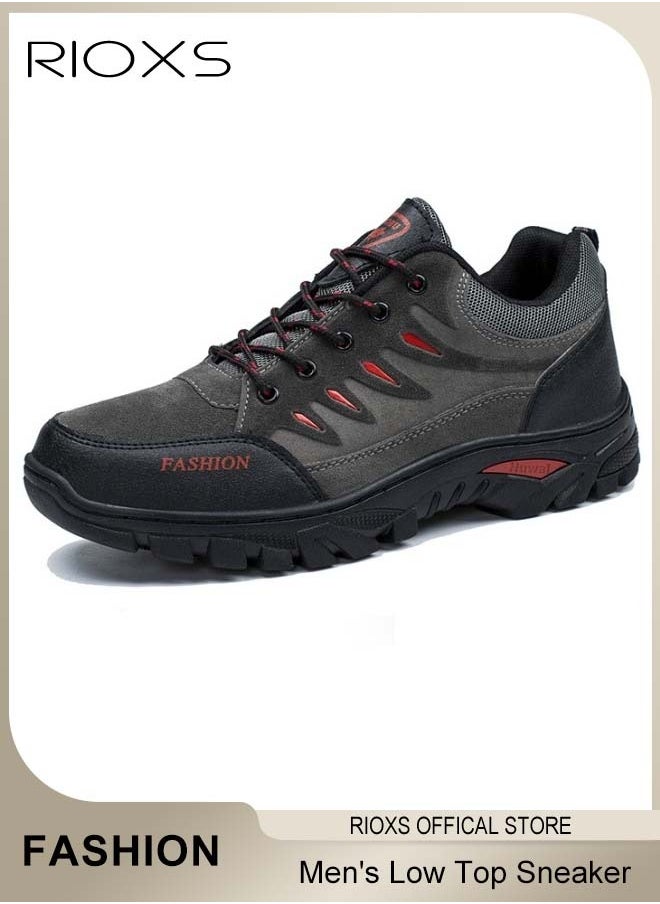 Low Top Sneaker For Men, Men's Waterproof Hiking Shoes, Lightweight Anti Slip Trekking Trails Shoe, Breathable Outdoor Ankle Boots, Running Sneakers For Men, Athletic Shoes Running Walking Gym