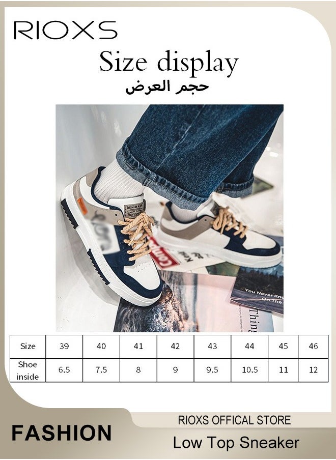 Men's Classic Casual Low Top Sneakers,Lightweight Breathable Shoes,Fashionable Lace Up Comfortable Flat Shoes With Non-Slip Sole,Sporty Outdoor Trainers