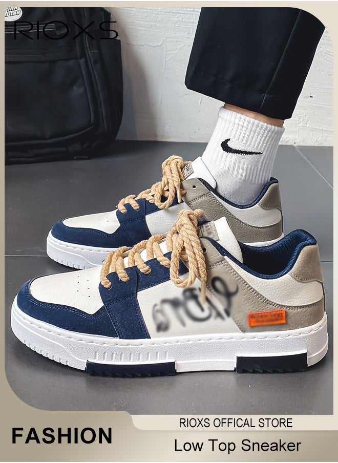 Men's Classic Casual Low Top Sneakers,Lightweight Breathable Shoes,Fashionable Lace Up Comfortable Flat Shoes With Non-Slip Sole,Sporty Outdoor Trainers