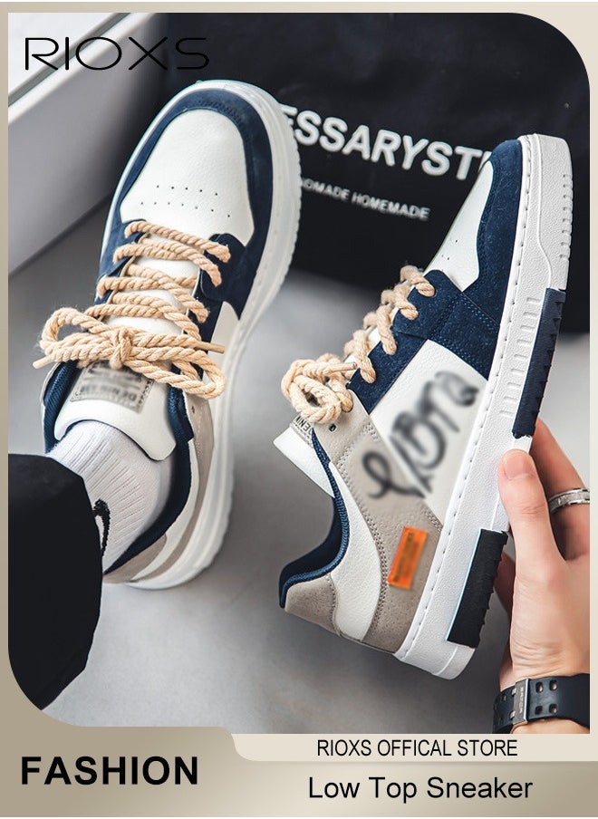 Men's Classic Casual Low Top Sneakers,Lightweight Breathable Shoes,Fashionable Lace Up Comfortable Flat Shoes With Non-Slip Sole,Sporty Outdoor Trainers