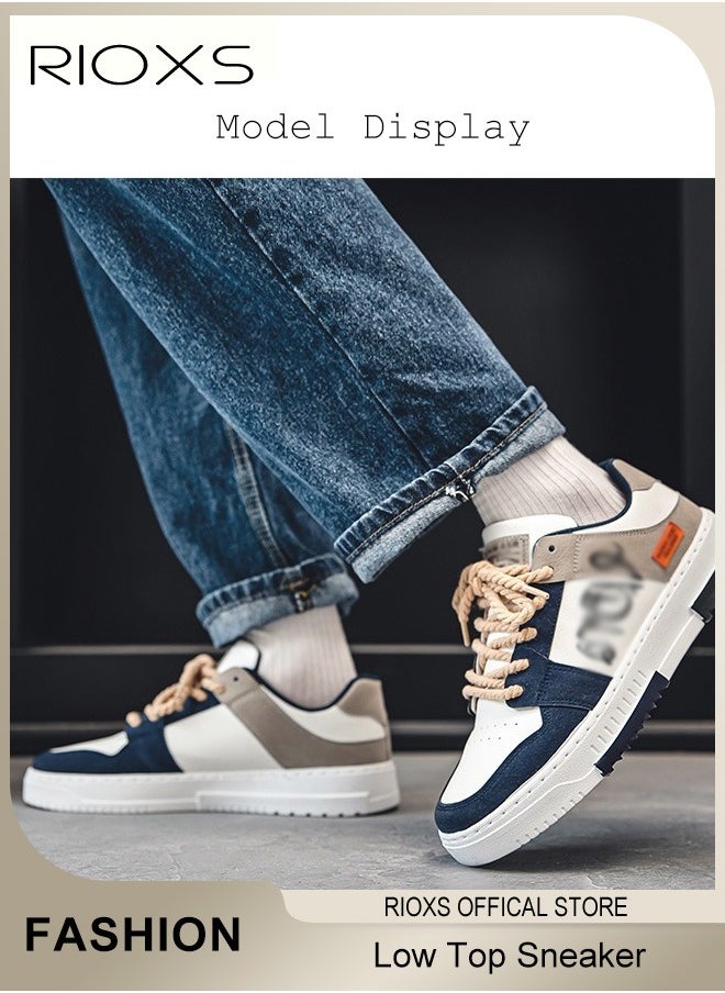 Men's Classic Casual Low Top Sneakers,Lightweight Breathable Shoes,Fashionable Lace Up Comfortable Flat Shoes With Non-Slip Sole,Sporty Outdoor Trainers