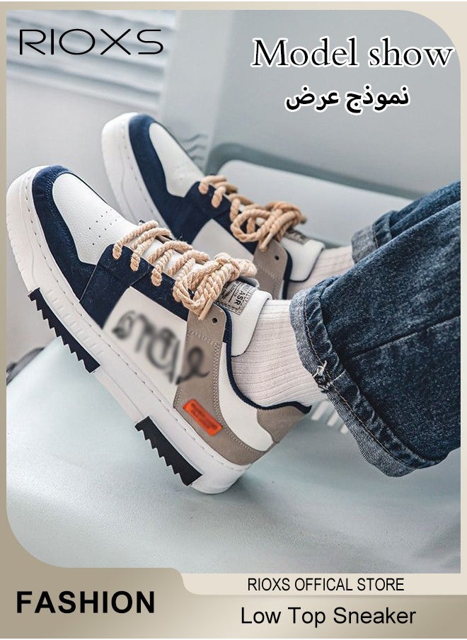 Men's Classic Casual Low Top Sneakers,Lightweight Breathable Shoes,Fashionable Lace Up Comfortable Flat Shoes With Non-Slip Sole,Sporty Outdoor Trainers