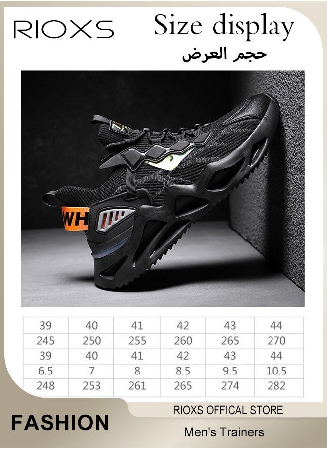 Men's Fashion Running Shoes with Flyknit Upper, Casual Athletic Trainers with Non-slip Sole Design, Comfortable Walking Sneakers, Breathable Mesh Sports Shoes, Easy to Pull On and Off