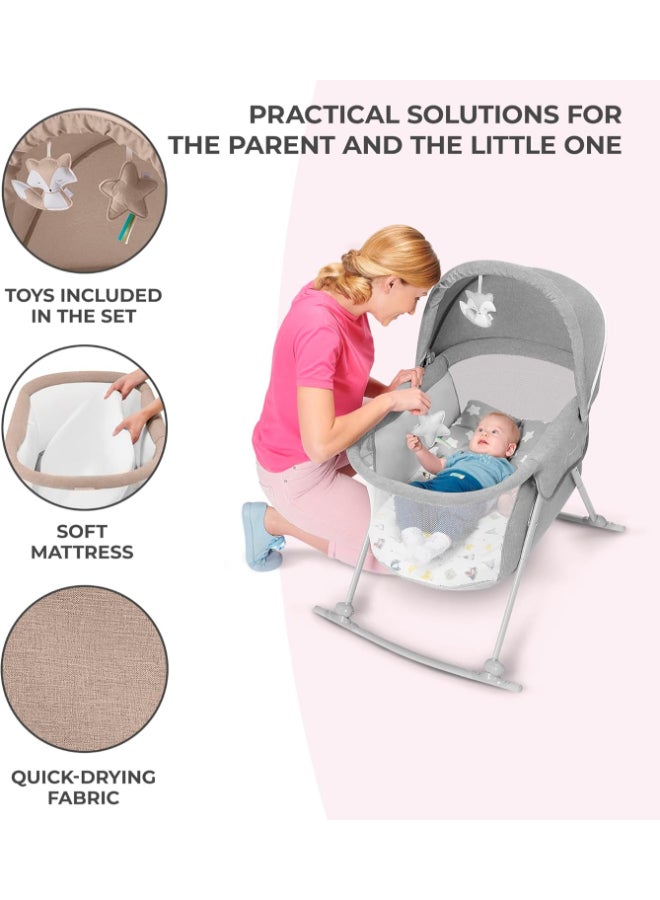 Baby Crib 3 - In - 1 Lovi With Adjustable Canopy And Accessories For Newborn, 0 - 9, Beige