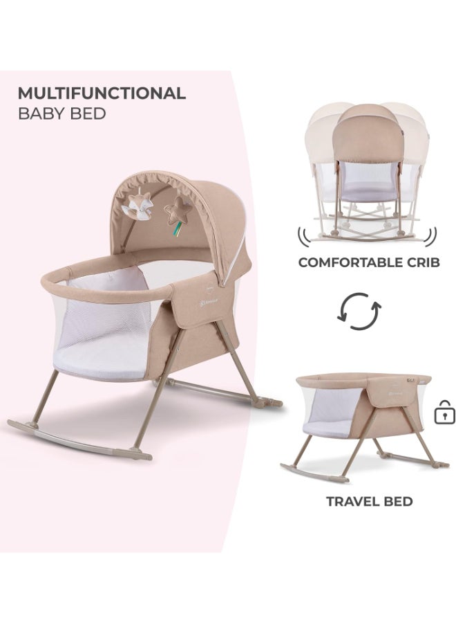 Baby Crib 3 - In - 1 Lovi With Adjustable Canopy And Accessories For Newborn, 0 - 9, Beige