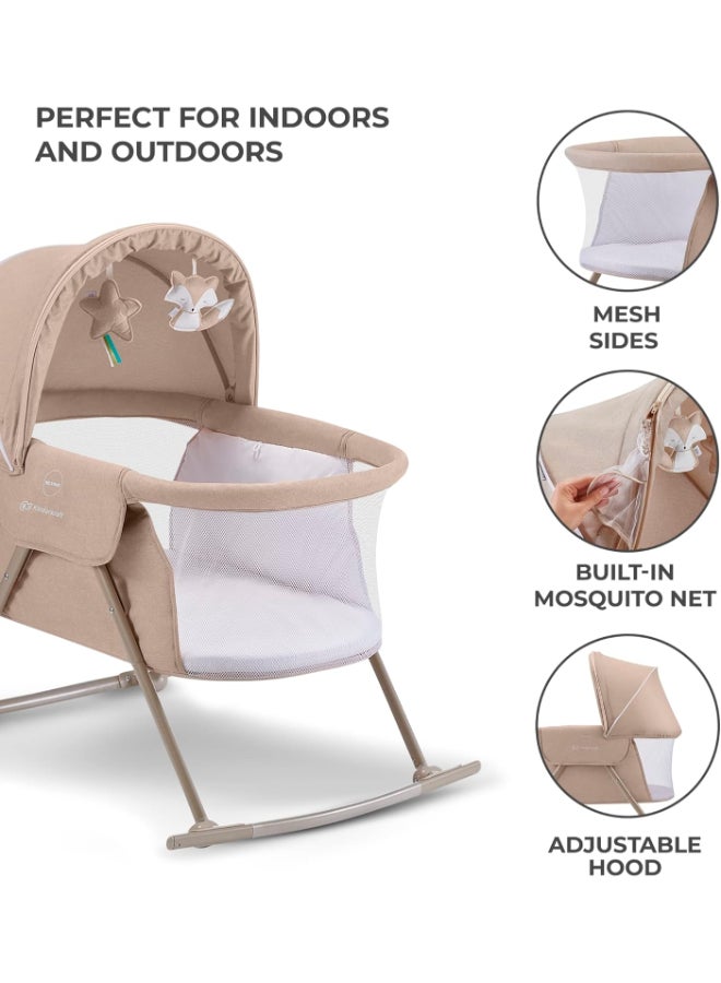 Baby Crib 3 - In - 1 Lovi With Adjustable Canopy And Accessories For Newborn, 0 - 9, Beige