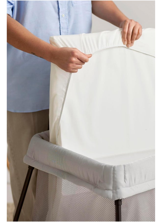 Travel Cot Light With Fitted Sheet - Silver