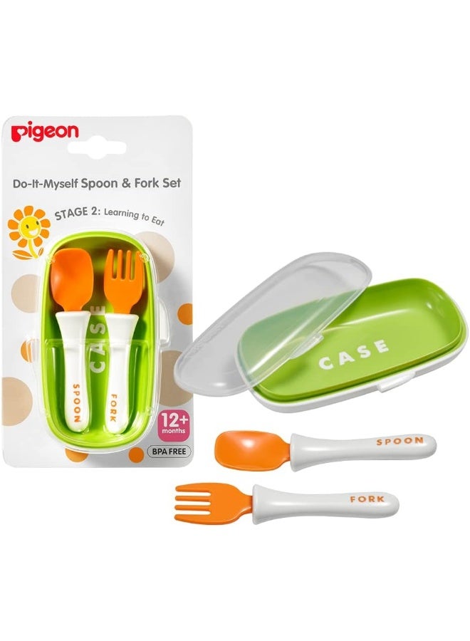 Do-It-Myself Stage 2 Spoon and Fork Set with Case Cover, 12+ Months
