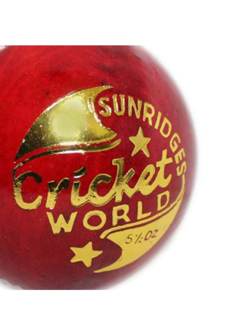 Cricket Ball | Water Proofed Leather Ball | Red | Suitable for Practice Game | Tournament Game | Top Quality Cork