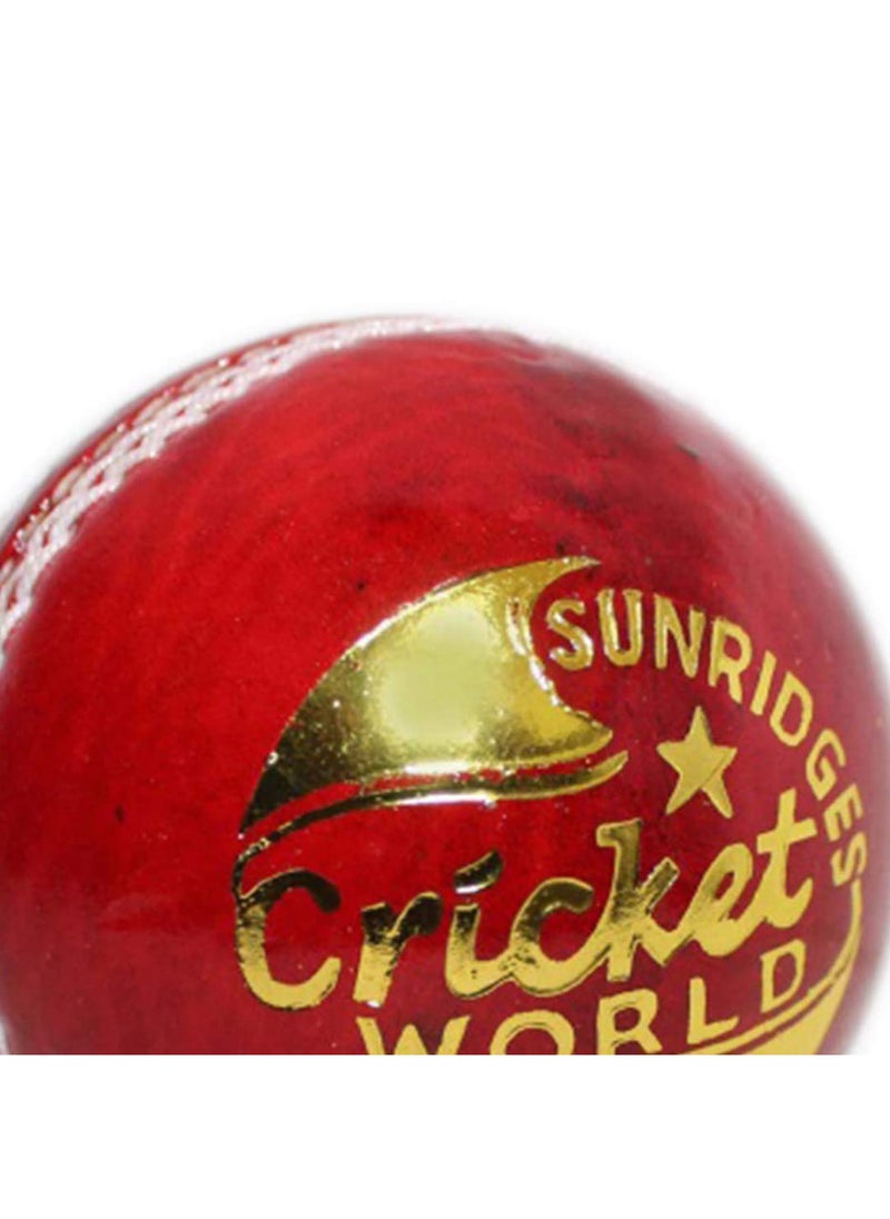 Cricket Ball | Water Proofed Leather Ball | Red | Suitable for Practice Game | Tournament Game | Top Quality Cork