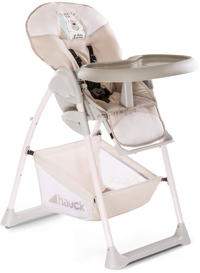 Grow - Along Highchair Sit N Relax, New - Born Attachment From Birth To 9 Kg , Toddler Seat Up To 15 Kg, Height - Adjustable, Foldable, Wheels, Play Arch, Tray, Basket - Beige