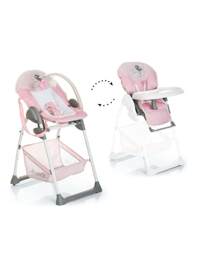 Grow - Along Highchair Sit N Relax , New - Born Attachment From Birth To 9 Kg , Toddler Seat Up To 15 Kg , Height - Adjustable , Foldable , Wheels , Play Arch , Tray , Basket , Pink