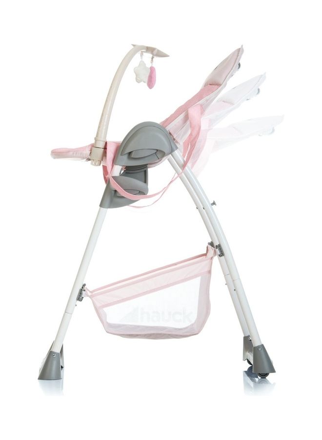 Grow - Along Highchair Sit N Relax , New - Born Attachment From Birth To 9 Kg , Toddler Seat Up To 15 Kg , Height - Adjustable , Foldable , Wheels , Play Arch , Tray , Basket , Pink