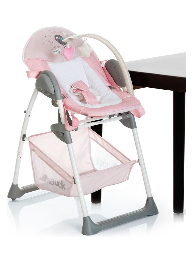 Grow - Along Highchair Sit N Relax , New - Born Attachment From Birth To 9 Kg , Toddler Seat Up To 15 Kg , Height - Adjustable , Foldable , Wheels , Play Arch , Tray , Basket , Pink