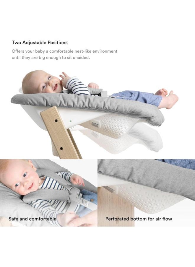 Tripp Trapp Chair (Natural) + Tripp Trapp Newborn Set ( Grey ) Cozy, Safe And Simple To Usebaby Chair For Newborns Up To 20 Lbs /9 Kg