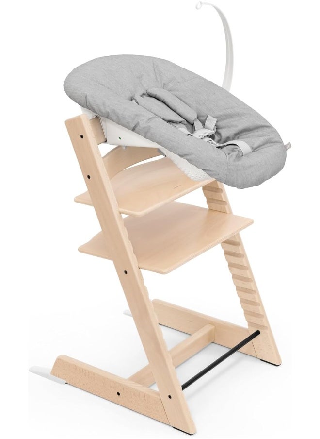 Tripp Trapp Chair (Natural) + Tripp Trapp Newborn Set ( Grey ) Cozy, Safe And Simple To Usebaby Chair For Newborns Up To 20 Lbs /9 Kg