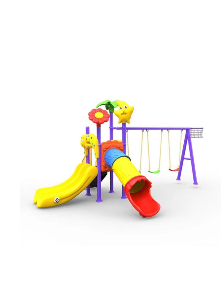 Multifunctional Children Slide And Swing Plastic Outdoor Preschool Playground Equipment