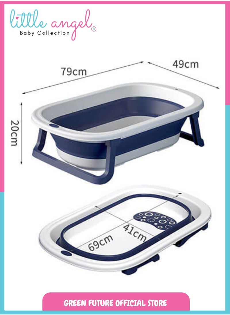 Baby Bath Tub - Foldable, Lightweight, Portable, and Easy to Store, Space-Saving Design, Durable & Ideal for Newborns & Toddlers, Blue