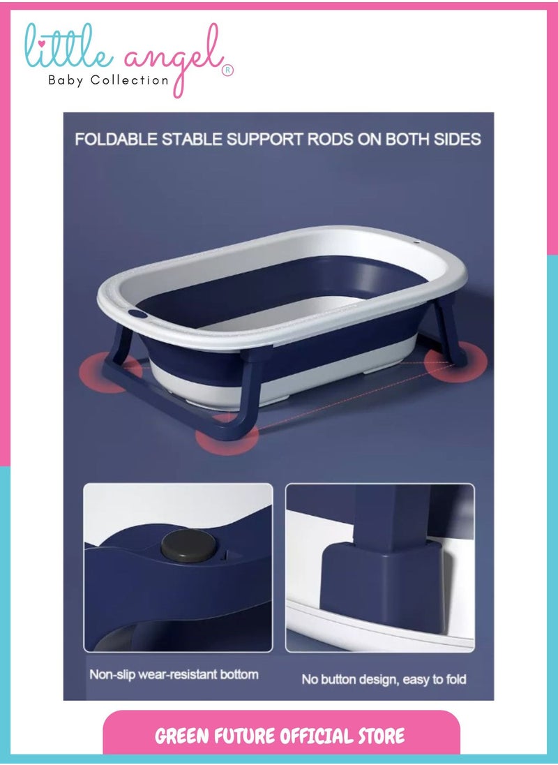 Baby Bath Tub - Foldable, Lightweight, Portable, and Easy to Store, Space-Saving Design, Durable & Ideal for Newborns & Toddlers, Blue