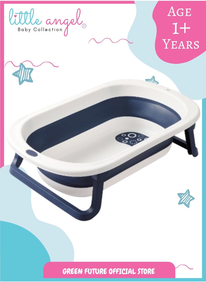 Baby Bath Tub - Foldable, Lightweight, Portable, and Easy to Store, Space-Saving Design, Durable & Ideal for Newborns & Toddlers, Blue