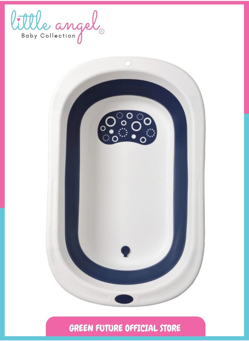 Baby Bath Tub - Foldable, Lightweight, Portable, and Easy to Store, Space-Saving Design, Durable & Ideal for Newborns & Toddlers, Blue