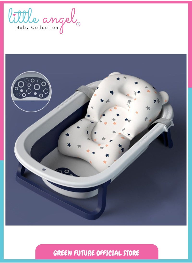 Baby Bath Tub - Foldable, Lightweight, Portable, and Easy to Store, Space-Saving Design, Durable & Ideal for Newborns & Toddlers, Blue