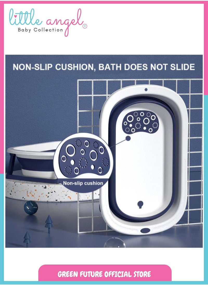 Baby Bath Tub - Foldable, Lightweight, Portable, and Easy to Store, Space-Saving Design, Durable & Ideal for Newborns & Toddlers, Blue