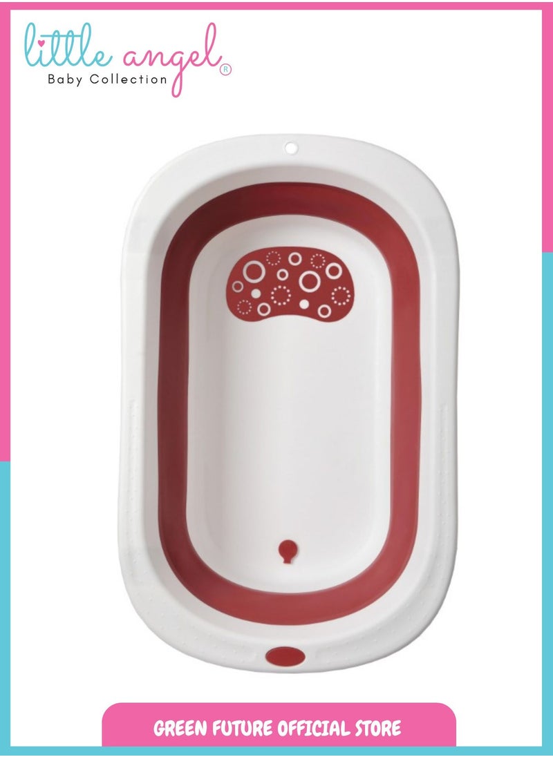 Baby Bath Tub - Foldable, Lightweight, Portable, and Easy to Store, Space-Saving Design, Durable & Ideal for Newborns & Toddlers, Maroon