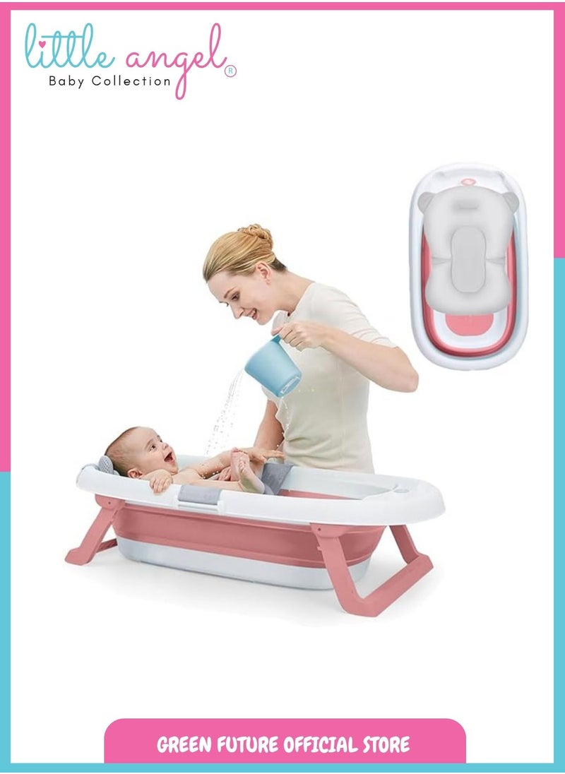 Baby Bathtub - Foldable Space-Saving Design, Non-Slip & Comfortable Bath for Newborns and Toddlers, Easy to Clean, Portable & Compact, Purple