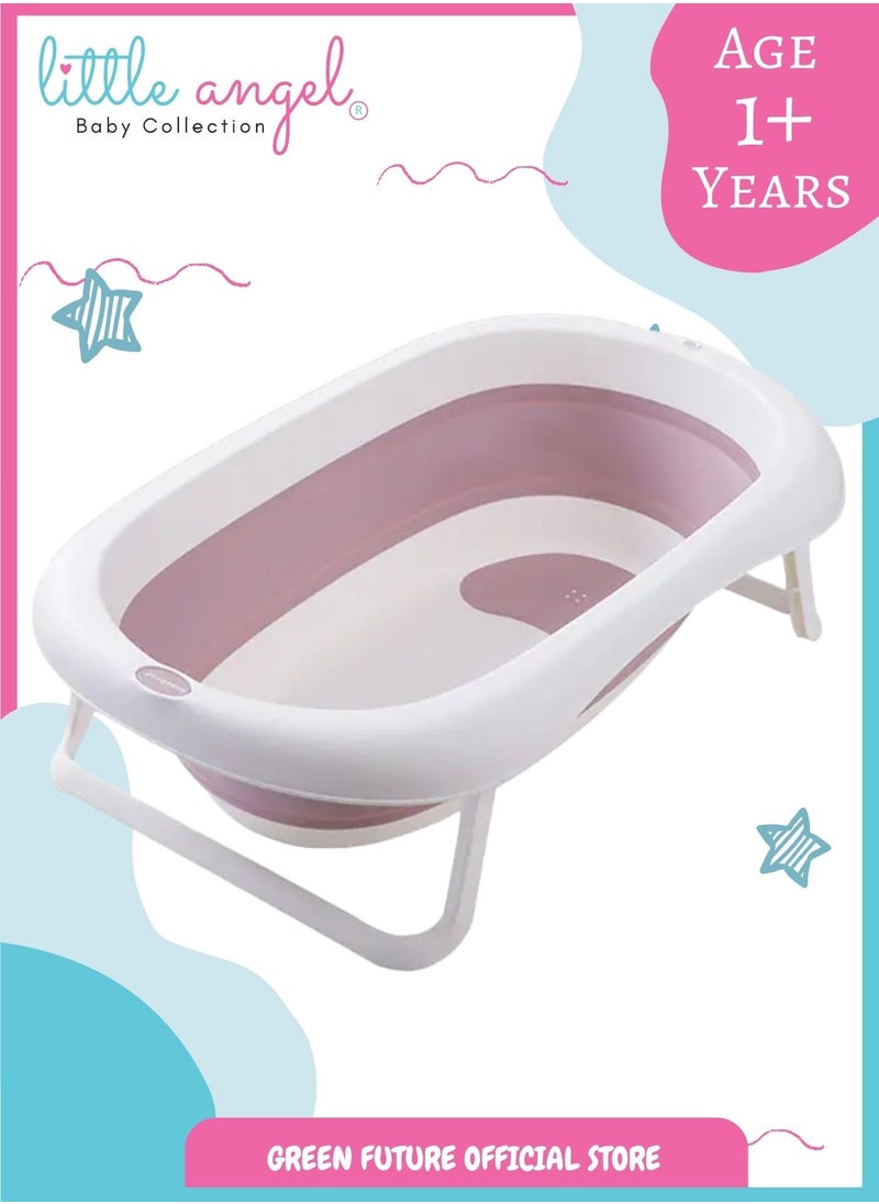 Baby Bathtub - Foldable Space-Saving Design, Non-Slip & Comfortable Bath for Newborns and Toddlers, Easy to Clean, Portable & Compact, Purple