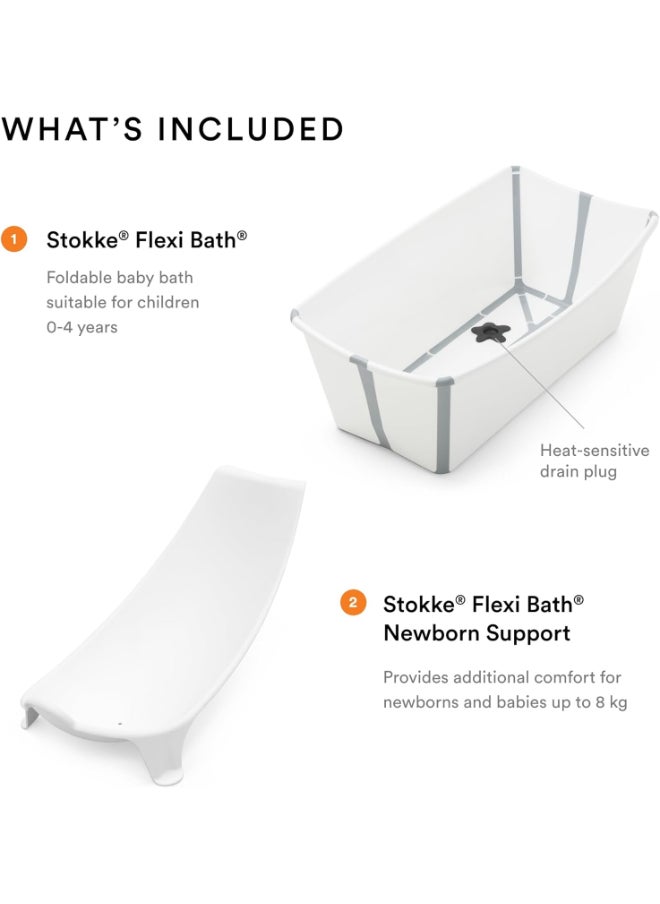 Flexi Bath Bundle Foldable Baby Bath + Newborn Supportdurable And Easy To Store Convenient To Use At Home Or When Travelling Best For Newborns And Babies Up To 48 Months - White