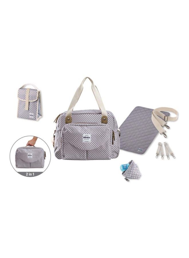 Geneve Ii Baby Changing Bag Diaper For Babies And Newborn Large Capacity Mat Isothermal Lunch Pouch Buggy Attachment System Grey , Corail