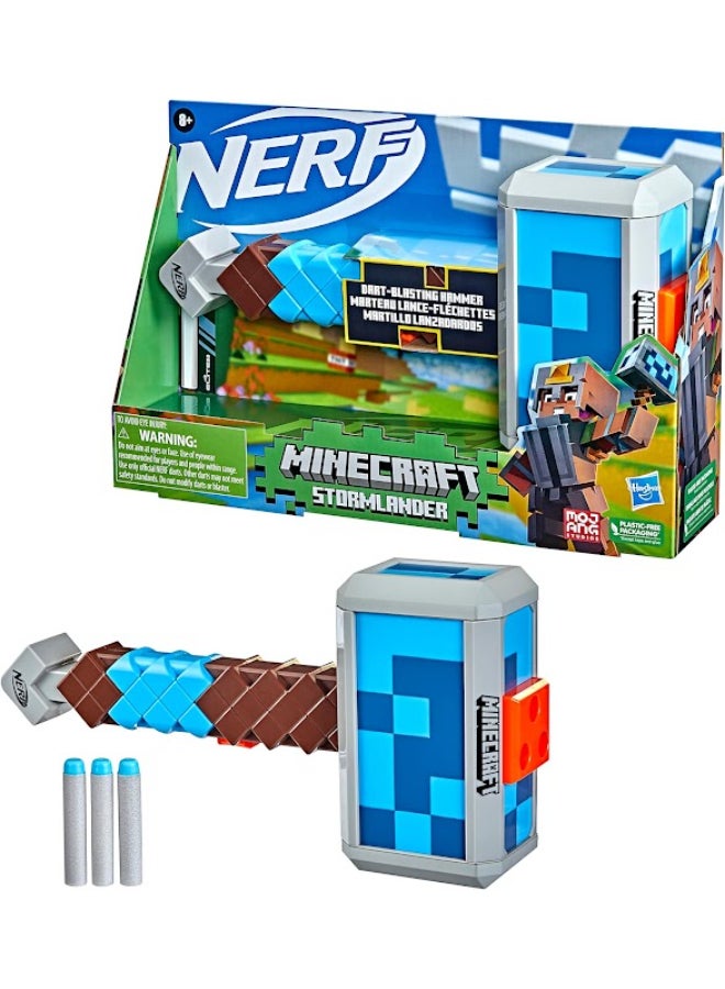 Minecraft Stormlander Dart-Blasting Hammer With 3 Darts And Pull-Back Priming Handle