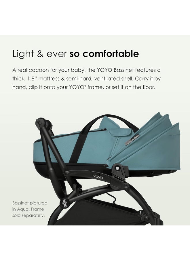 Yoyo 0+ Bassinet, Black Includes Thick Double Mattress, Ventilated Shell And Canopy Requires Yoyo2 Frame