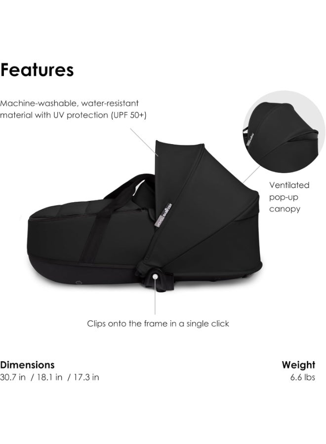 Yoyo 0+ Bassinet, Black Includes Thick Double Mattress, Ventilated Shell And Canopy Requires Yoyo2 Frame