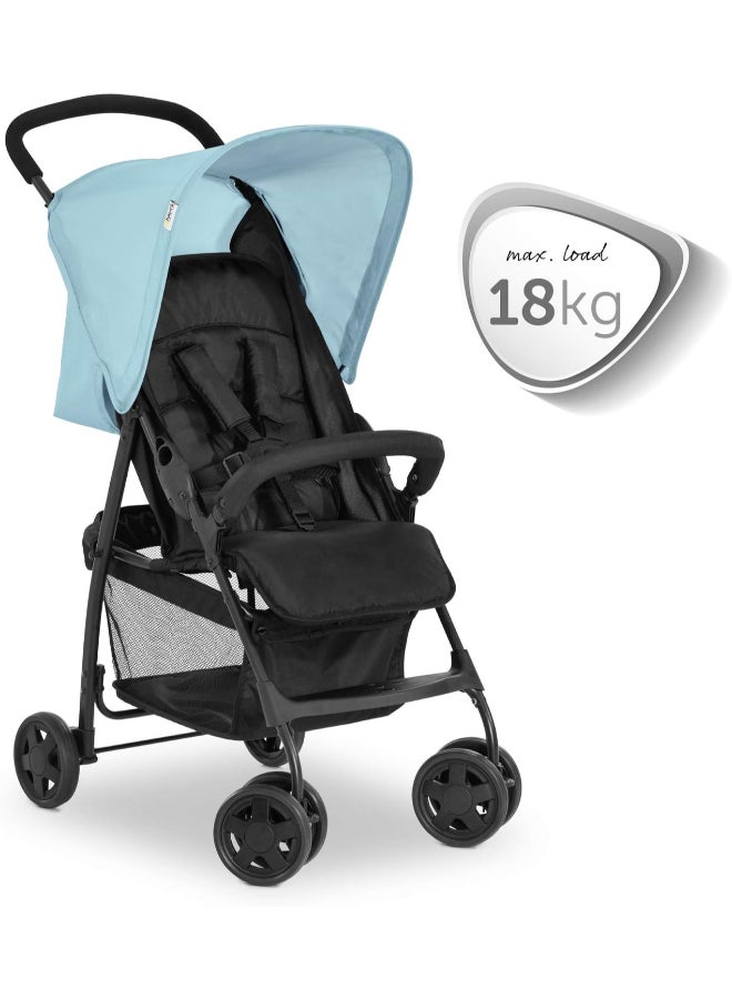 Sport Pushchair, Blue Super Lightweight Travel Stroller (Only 5.9Kg), Compact And Foldable, Lay Flat, With Raincover