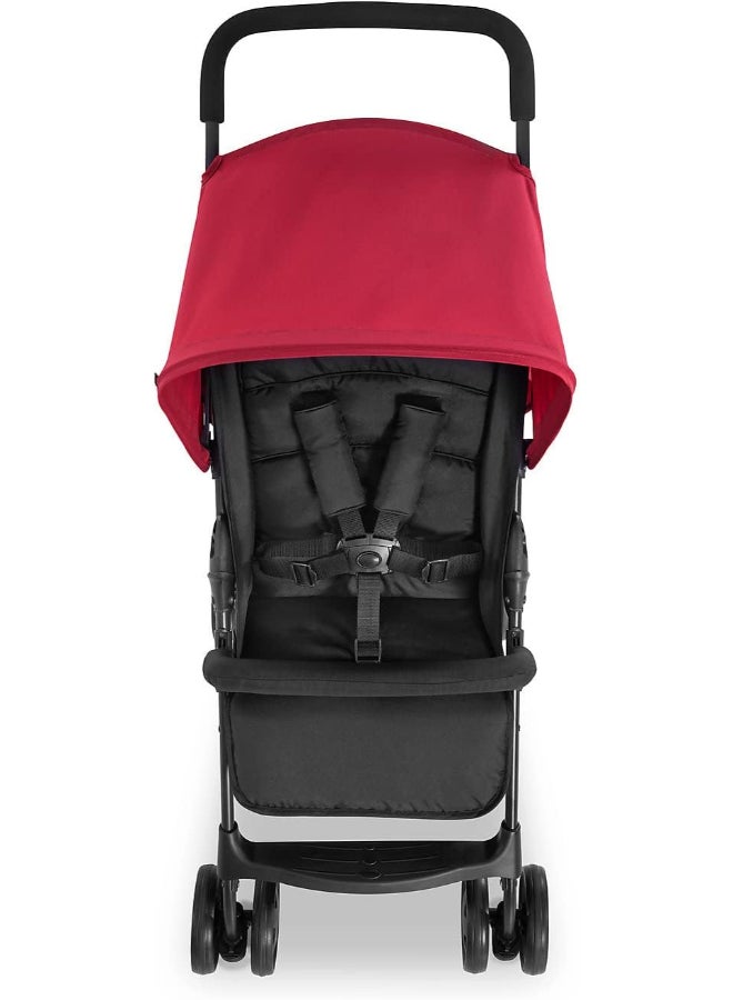 Sport Pushchair, Red Super Lightweight Travel Stroller (Only 5.9Kg), Compact And Foldable, Lay Flat, With Raincover