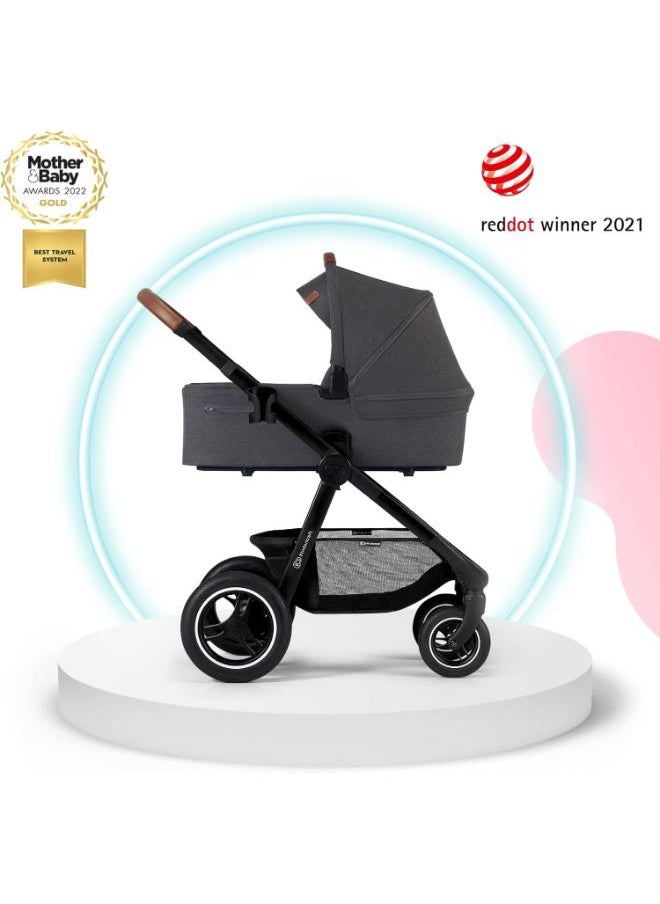Multifunctional Pushchair 2In1 Everyday, Baby Pram, With Xl Carrycot, For All Terrain, Waterproof Upf50+ Material, Foldable, Easy To Transport, Practical Accessoires, Up To 22Kg - Dark Grey