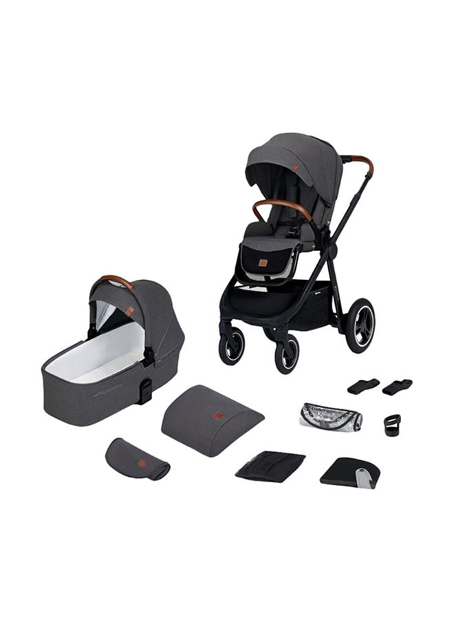 Multifunctional Pushchair 2In1 Everyday, Baby Pram, With Xl Carrycot, For All Terrain, Waterproof Upf50+ Material, Foldable, Easy To Transport, Practical Accessoires, Up To 22Kg - Dark Grey