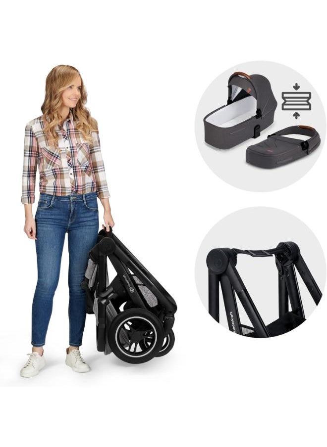Multifunctional Pushchair 2In1 Everyday, Baby Pram, With Xl Carrycot, For All Terrain, Waterproof Upf50+ Material, Foldable, Easy To Transport, Practical Accessoires, Up To 22Kg - Dark Grey