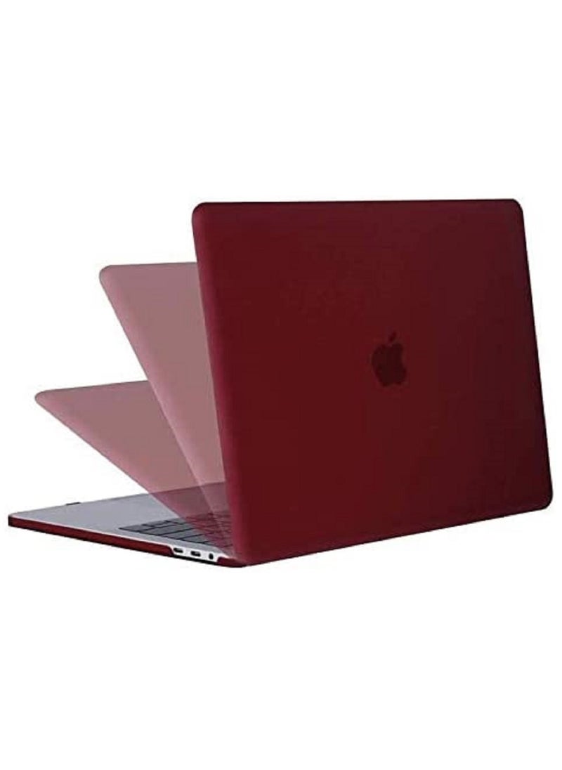 Plastic Hard Shell Case Cover with Screen Protector Compatible for MacBook New Air 13-Inch with Retina Display & Touch ID Model:- M1 A2337/A2179/A1932 Release in 2021/2020/2019/2018, Wine Red