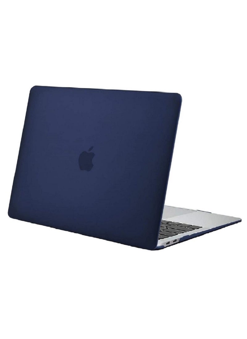 Plastic Hard Shell Case Cover with Screen Protector Compatible for MacBook New Air 13-Inch with Retina Display & Touch ID Model:- M1 A2337/A2179/A1932 Release in 2021/2020/2019/2018, Navy Blue