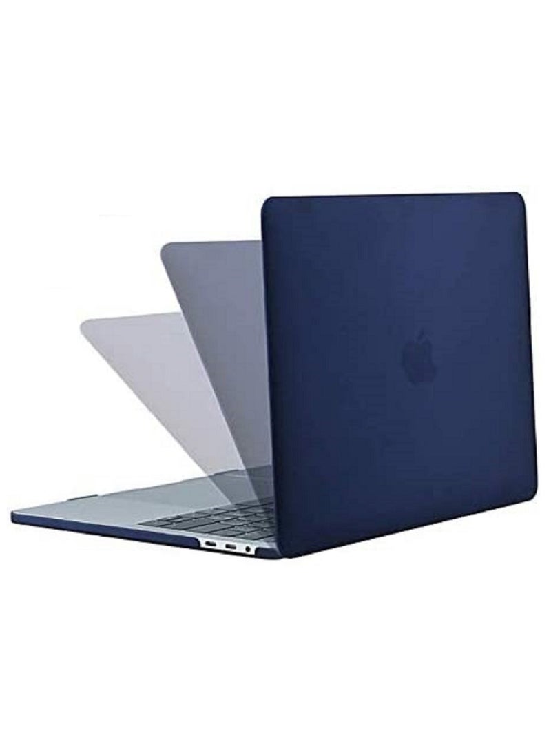 Plastic Hard Shell Case Cover with Screen Protector Compatible for MacBook New Air 13-Inch with Retina Display & Touch ID Model:- M1 A2337/A2179/A1932 Release in 2021/2020/2019/2018, Navy Blue