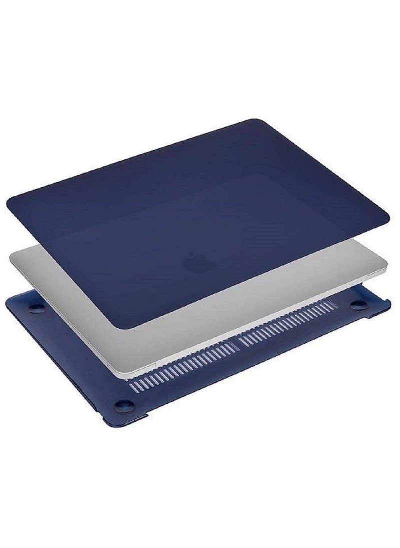 Plastic Hard Shell Case Cover with Screen Protector Compatible for MacBook New Air 13-Inch with Retina Display & Touch ID Model:- M1 A2337/A2179/A1932 Release in 2021/2020/2019/2018, Navy Blue