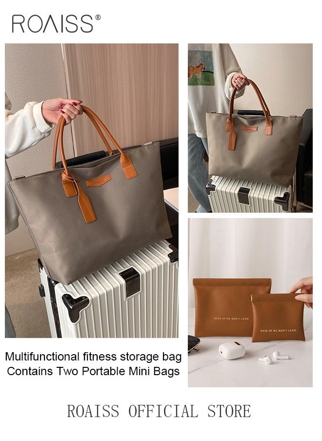 Large Capacity Tote Bag with 2 Pieces Small Zipper Pouch Bags  Set for Women Water Resistant Shoulder Bag Top Handle Handbag for Travel Commuting or Gym the Mini Bags can for Cosmetics Headphones