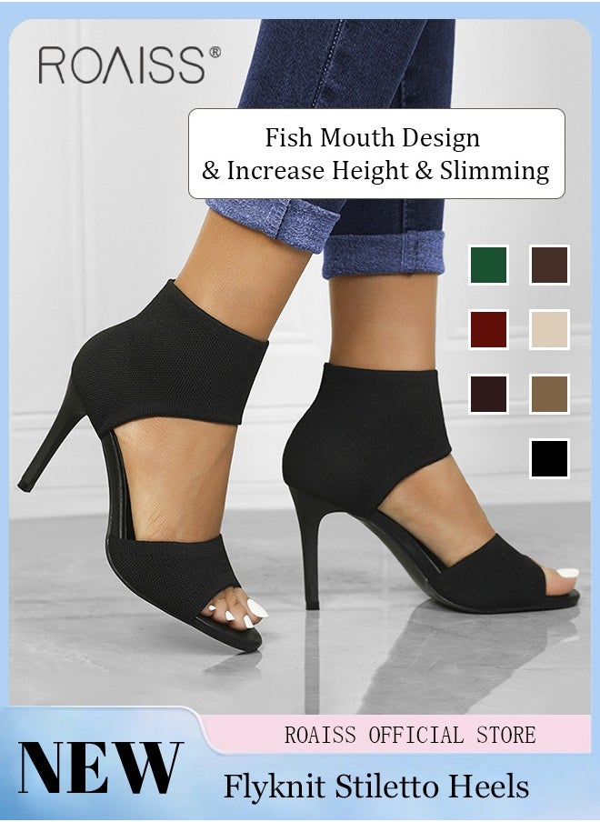 Minimalist Stiletto Heeled Shoes for Women Ankle Strap Sandals Ladies Elegant Peep Toe High Heels Heighting and Slimmming Woven Shoe