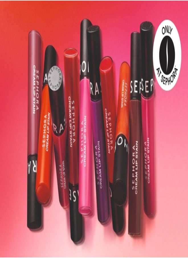 SEPHORA COLLECTION Cream Lip Stain 10HR Liquid Lipstick 125 Rose Flambe - Matte Hot Pink Red – Long-Lasting, Matte Brown Pink, High-Pigment & Transfer-Resistant (5ml)