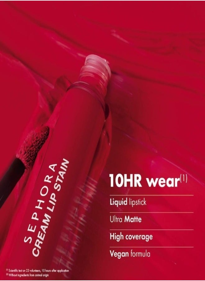 SEPHORA COLLECTION Cream Lip Stain 10HR Liquid Lipstick 125 Rose Flambe - Matte Hot Pink Red – Long-Lasting, Matte Brown Pink, High-Pigment & Transfer-Resistant (5ml)