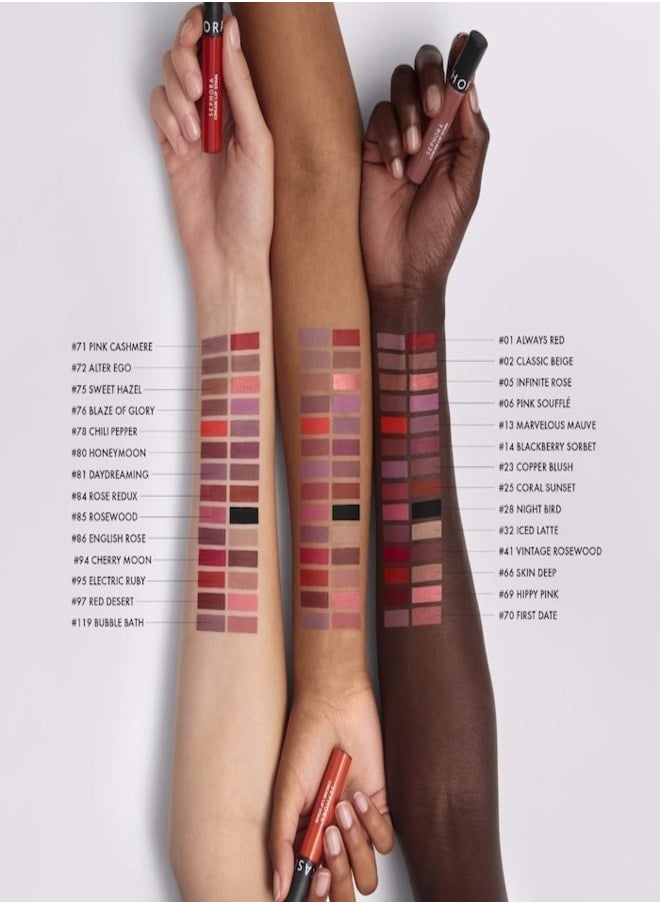 SEPHORA COLLECTION Cream Lip Stain 10HR Liquid Lipstick 125 Rose Flambe - Matte Hot Pink Red – Long-Lasting, Matte Brown Pink, High-Pigment & Transfer-Resistant (5ml)