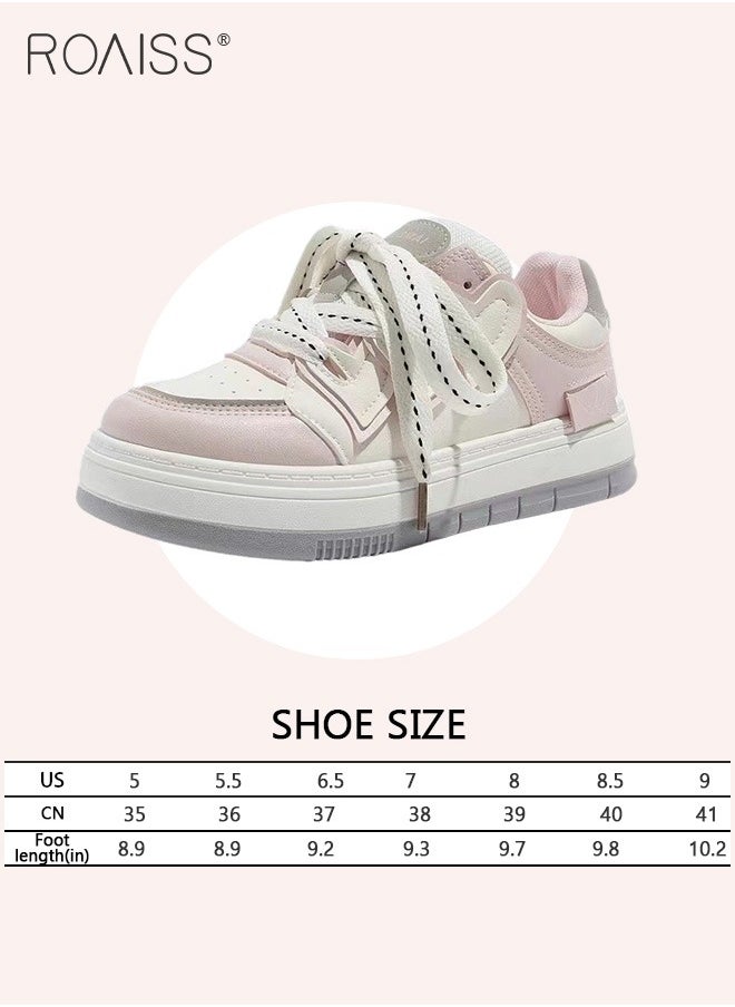 Stitched Contrasting Color Sneakers For Women'S Daily Commuting Versatile Thick-Soled Round Toe Adjustable Drawstring Buckle Flats